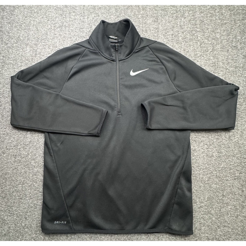 Nike Dri-Fit Therma 1/4‎ Zip Fleece Pullover Men's Sz M Black Golf 932041-010